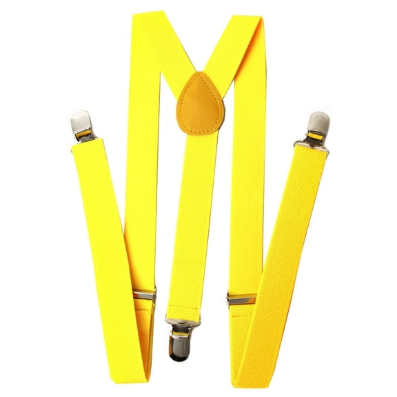 Men's 1 Inch Wide Solid Adjustable Suspenders - Yellow