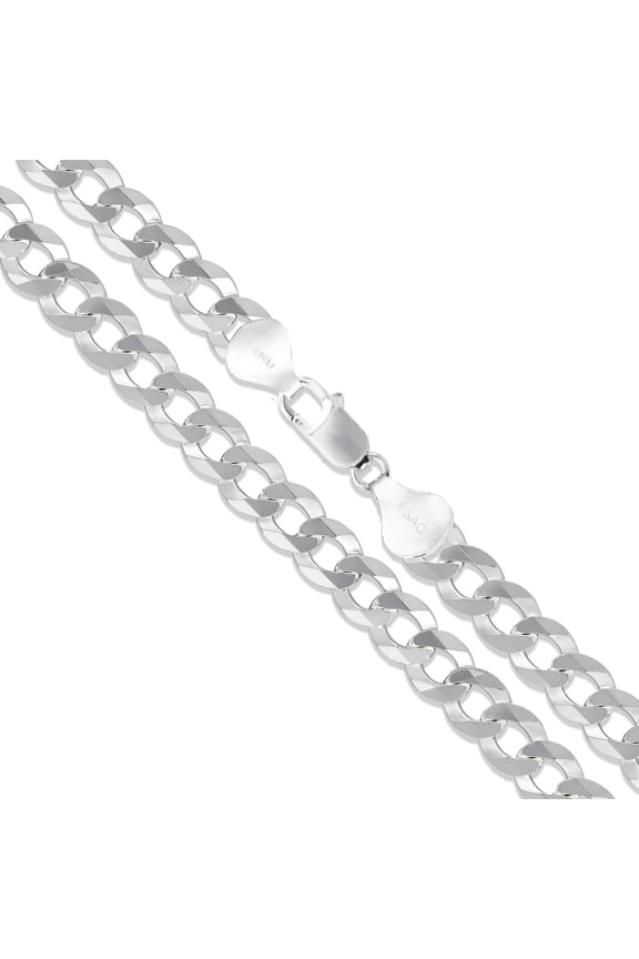 Men's 10.5mm Solid .925 Sterling Silver Flat Curb Chain Link Italy Necklace Jewelry Female Unisex