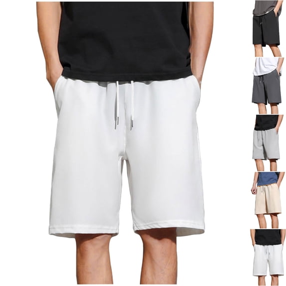 Men's 10" Inseam Athletic Shorts Breathable Quick Dry Short Pants for Hiking, Casual Knee Length Elastic Waist Drawstring Loose Fit Workout Sports Beach Travel