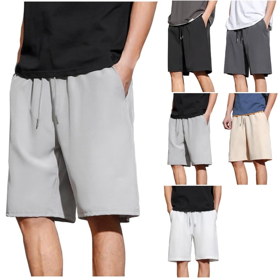 Men's 10" Inseam Athletic Shorts Breathable Quick Dry Short Pants for Hiking, Casual Knee Length Elastic Waist Drawstring Loose Fit Workout Sports Beach Travel