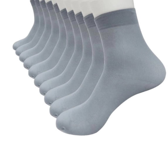 Men's 10-Pack Thin Solid Crew Socks, Ultra Light Airy Material, Versatile for Office & Daily,Gray