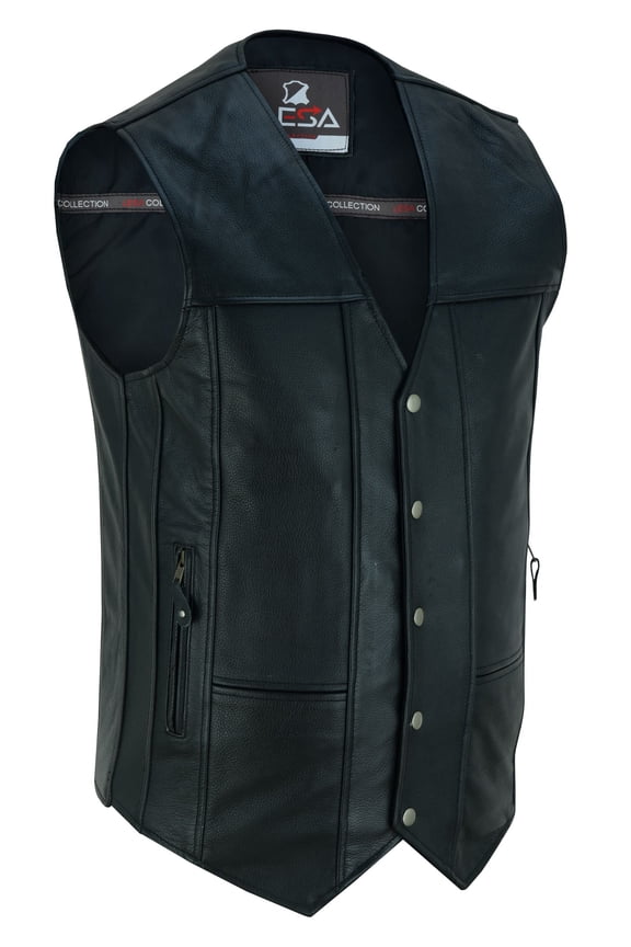 Men's 10 Pocket Classic Snap Front Vest Side plain With Pockets Black Size - S