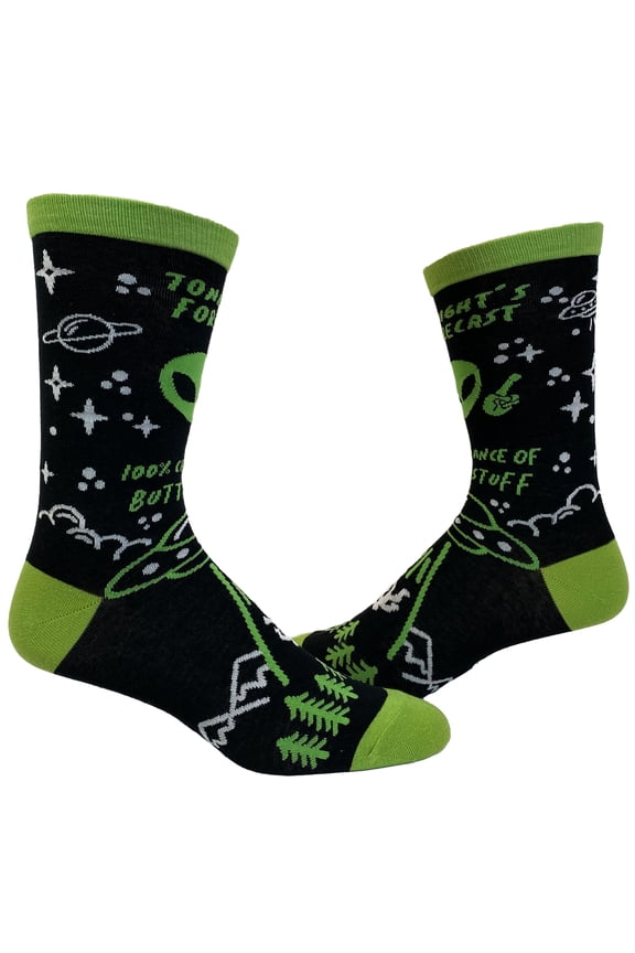 Men's 100% Chance Of Butt Stuff Socks Funny Alien Invasion Novelty Innuendo Footwear