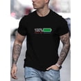 thumbnail image 1 of Men's 100% Charged Battery Icon T-Shirt - 100% Power Left/0% Power Right Tech Design with Charging Cable Print - Breathable Relaxed Fit Casual & Gym Wear - White/Black/Grey Battery Indicator Shirt, 1 of 5