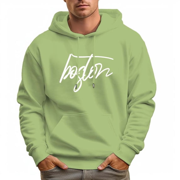 Men's 100% Cotton Blue BOGLON Hoodie 330g Thick Pocket Hood