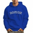 thumbnail image 1 of Men's 100% Cotton Blue BOSTON Hoodie 330g Thick Pocket Hood, 1 of 16