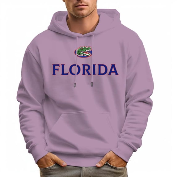 Men's 100% Cotton Blue FLORIDA Hoodie 330g Thick Pocket Hood