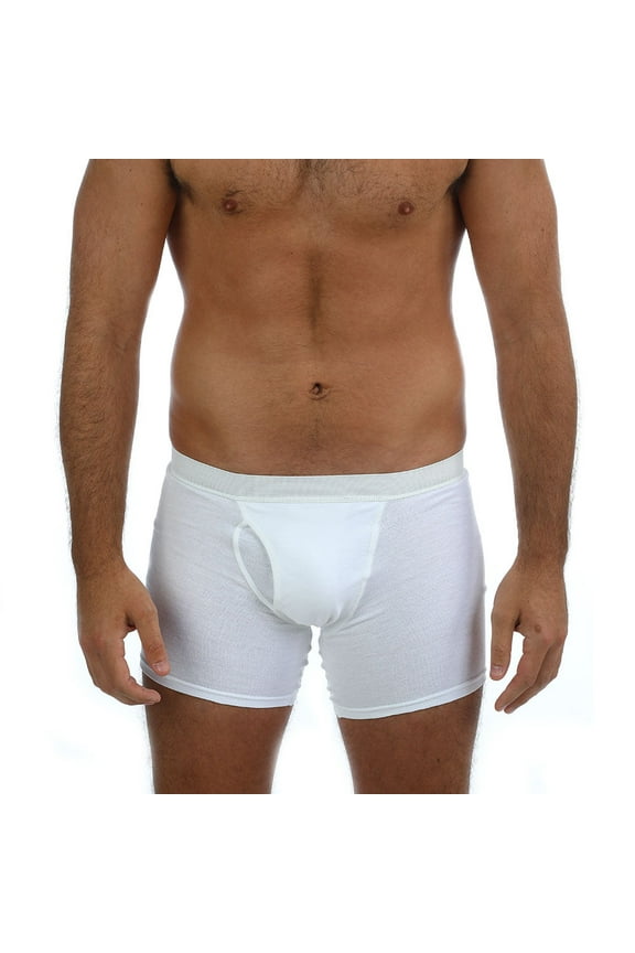 Men's 100% Cotton Boxer Brief With Highly Absorbent, Water-Proof Integrated 4 Ply Crotch Panel Style # BU99