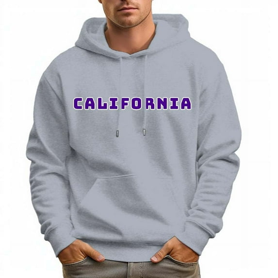 Men's 100% Cotton CALIFORNIA Hoodie 330g Thick Pocket Hood