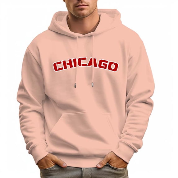 Men's 100% Cotton CHICAGO Hoodie 330g Thick Pocket Hood