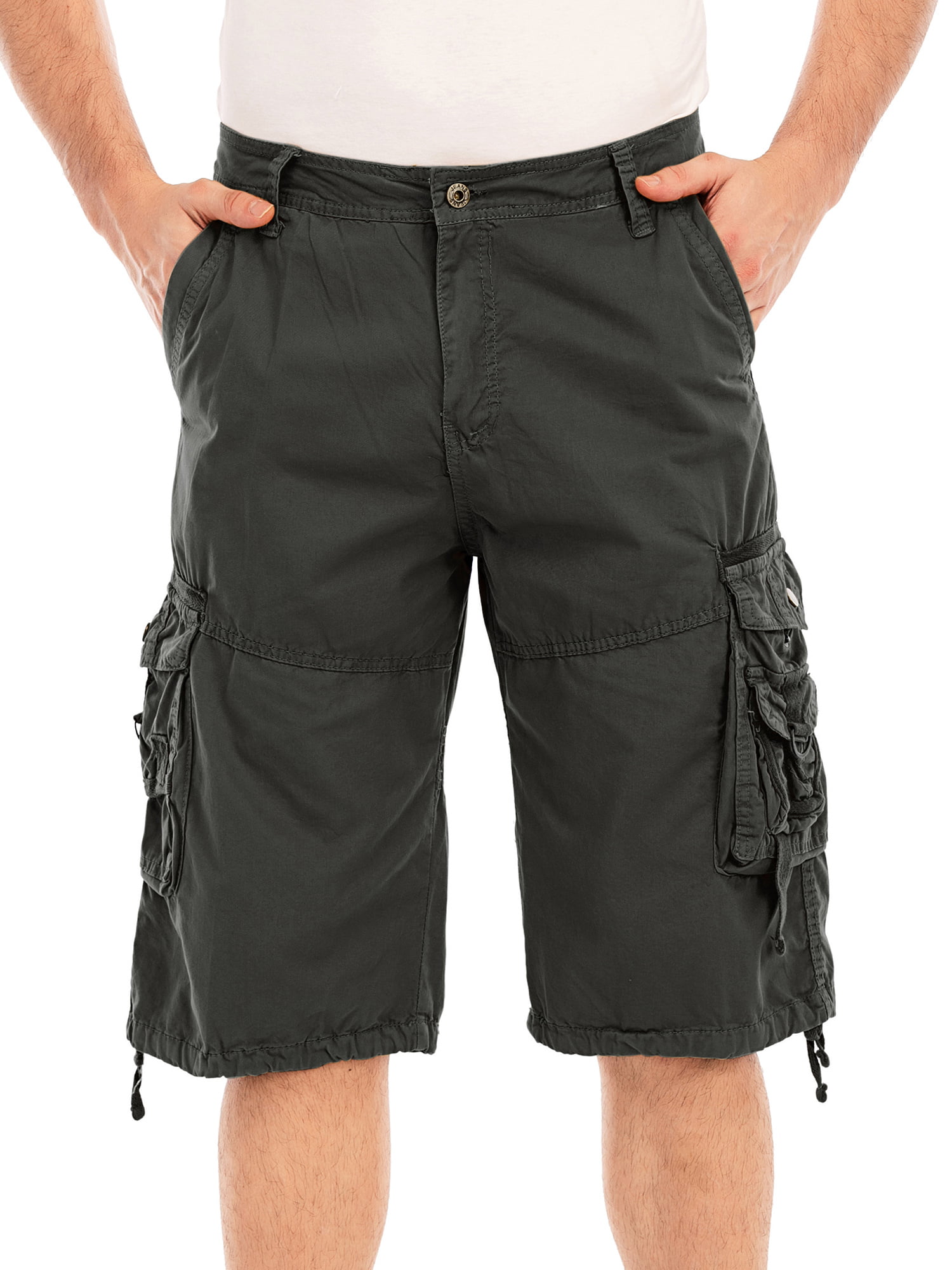 Men's 100%Cotton Cargo Shorts Military Pockets for Outdoor Fishing