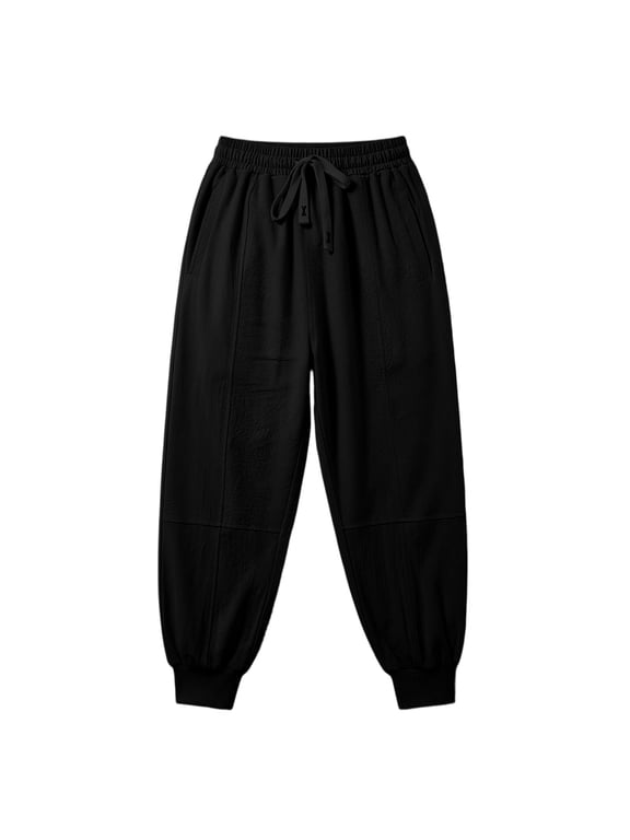 Men's 100%Cotton Casual Joggers Cotton Sweatpants Workout Athletic Pants with Pockets Drawstring Gym Running Pants