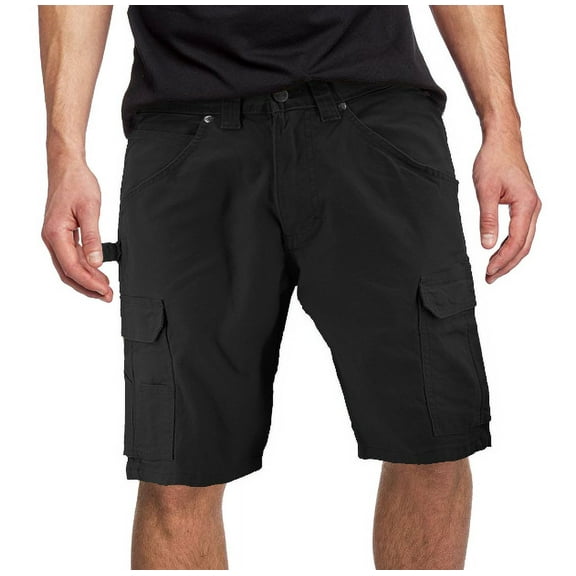 Men's 100% Cotton Classic Fit Army Utility Multi Pocket Chino Cargo Shorts (Black 42)