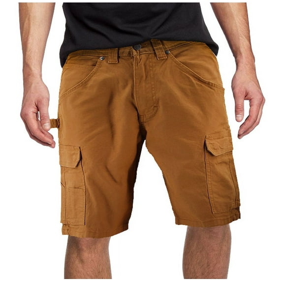 Men's 100% Cotton Classic Fit Army Utility Multi Pocket Chino Cargo Shorts (Camel, 34)