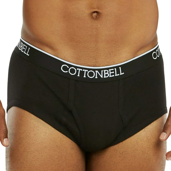 Men's 100% Cotton Color Band Briefs, Underwear, Black 3XL, 6-Pack