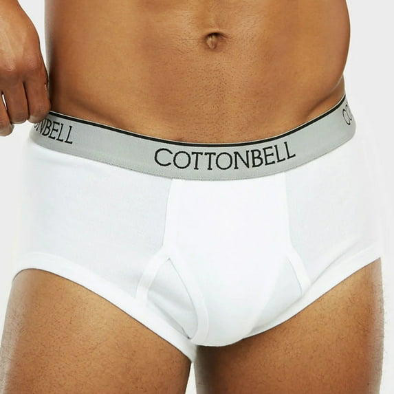 Men's 100% Cotton Color Band Briefs, Underwear, White 2XL, 6-Pack