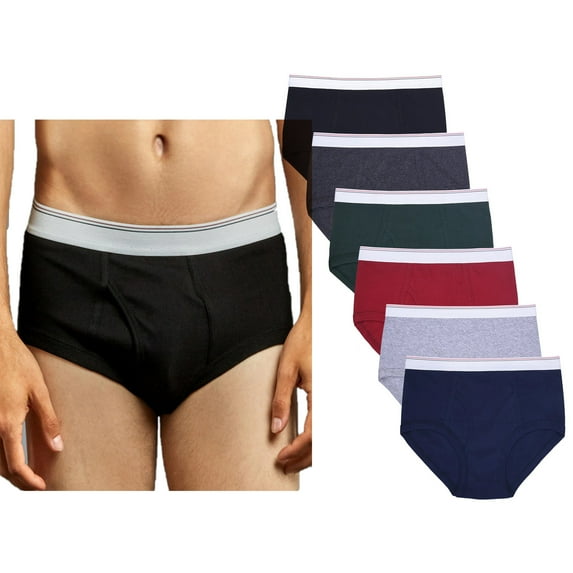 Men's 100% Cotton Color Briefs, Multi-Colors L, 6-Pack