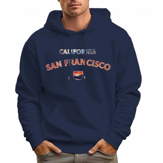 Men's 100% Cotton Colorful SAN FRANCISCO Hoodie 330g Thick Pocket Hood
