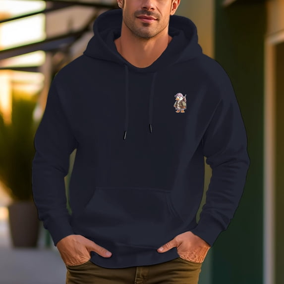 Men's 100% Cotton Duck Pattern Hoodie 450g Thick Pocket Hood