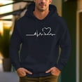 thumbnail image 1 of Men's 100% Cotton ECG Pattern Design 450 Gram Hoodie Kangaroo Pouch, 1 of 13