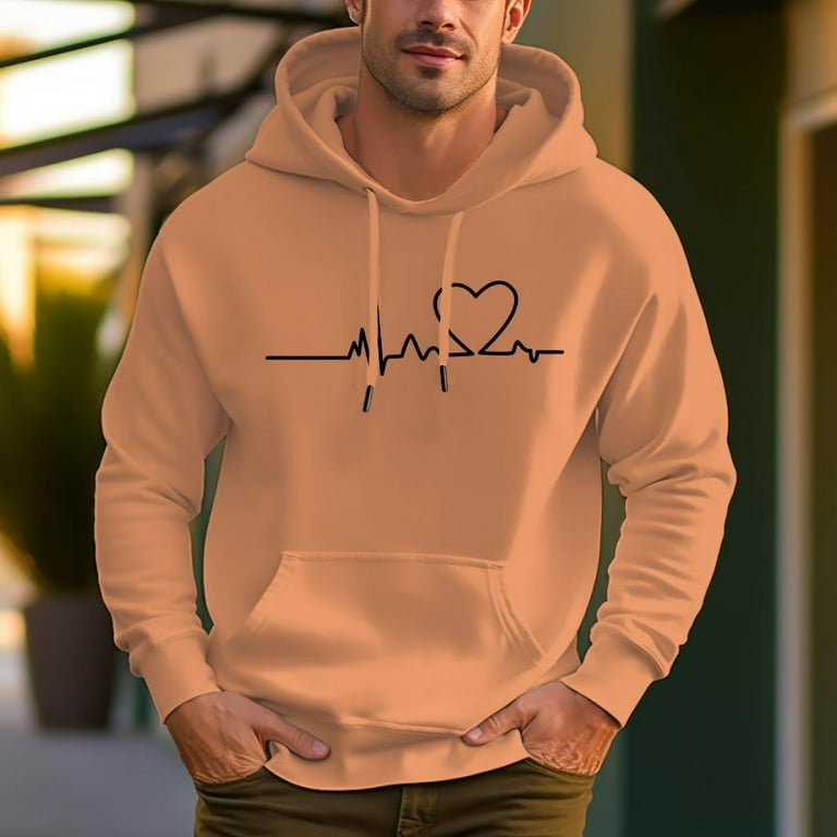 Men s 100 Cotton ECG Pattern Design 450 Gram Hoodie Kangaroo Pouch Walmart
