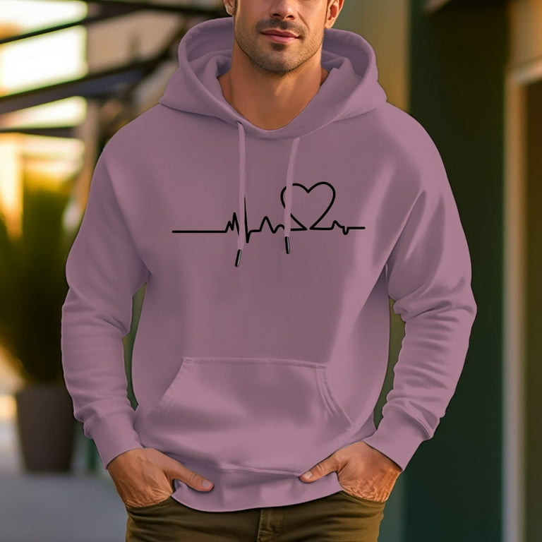 Men s 100 Cotton ECG Pattern Design 450 Gram Hoodie Kangaroo Pouch Walmart