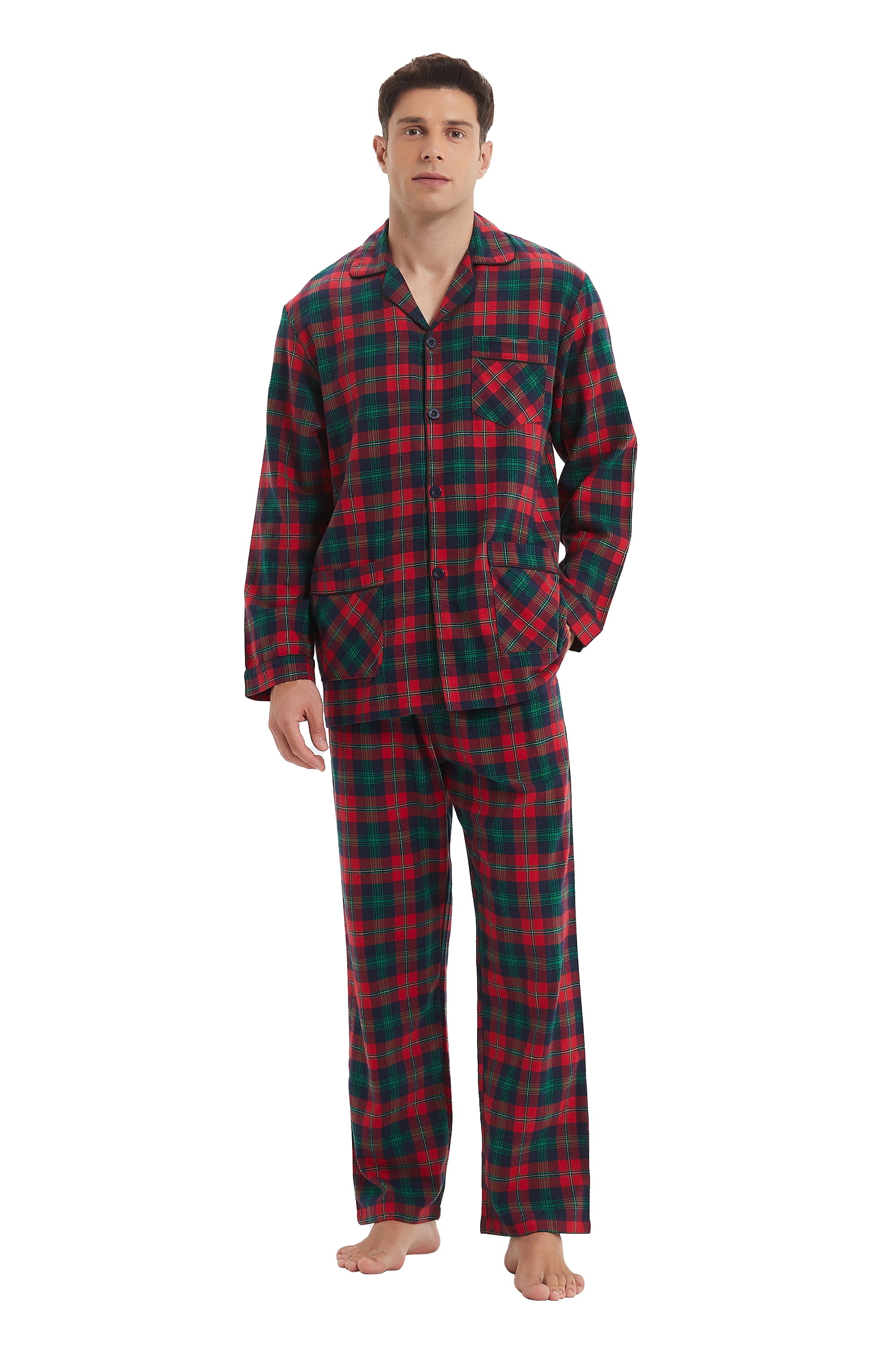 Pigiama Uomo Kolipajam In Cotone – Set Da 2 Pezzi Con Tasche, Plaid, Comodo E Traspirante