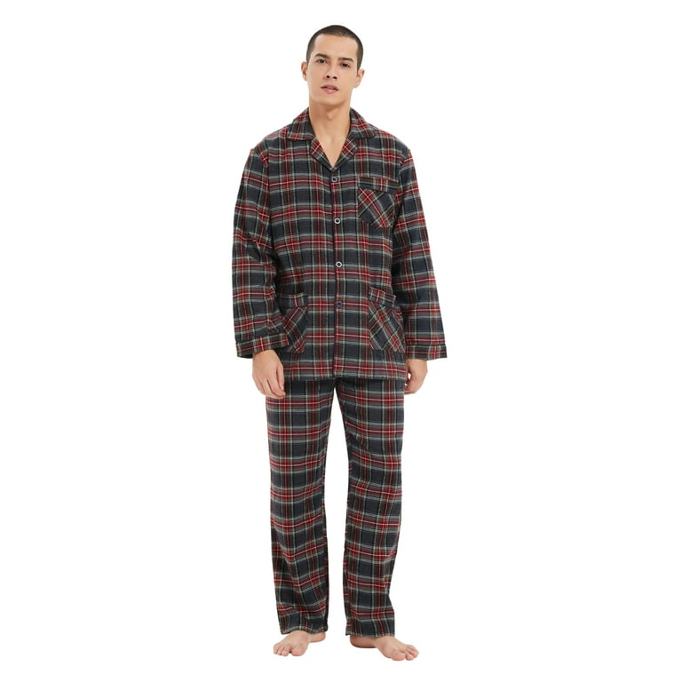 Kolipajam Men s 100 Cotton Flannel Pajama Set Yarn Dyed Cozy Bottom with Pockets Pjs for Men XL Walmart