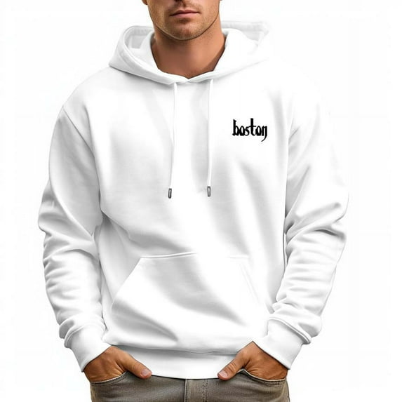 Men's 100% Cotton Flourish BOSTON Hoodie 330g Thick Pocket Hood