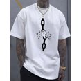 thumbnail image 1 of Men's 100% Cotton Graphic T-Shirt with Broken Iron Chain Print - Breathable Regular Fit Short Sleeve Tee for Running, Outdoor & Casual Wear - All-Season Comfort, Machine Washable, Holiday Gift, 1 of 4
