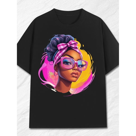 Men's 100% Cotton Graphic T-Shirt - Stylish Urban Portrait Print, Soft & Comfortable Crew Neck Short Sleeve Tee for Casual Outings