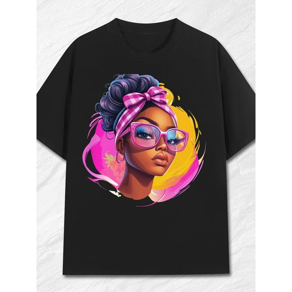 Men's 100% Cotton Graphic T-Shirt - Stylish Urban Portrait Print, Soft & Comfortable Crew Neck Short Sleeve Tee for Casual Outings