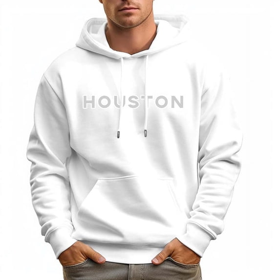 Men's 100% Cotton HOUSTON Hoodie 330g Thick Pocket Hood