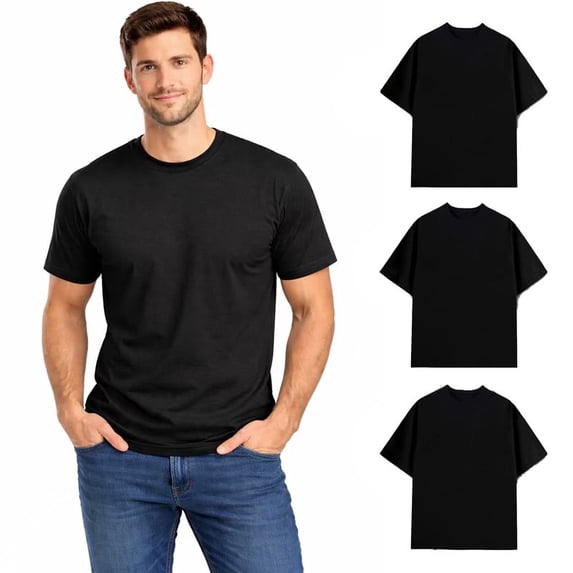 Men’s 100% Cotton Heavyweight Casual T-Shirt, 180GSM Soft Durable Solid Basic Crew Neck Tee, S-3XL, 3 Pack