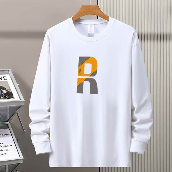 Men's 100% Cotton Heavyweight Letter Printed Long Sleeve T-shirt