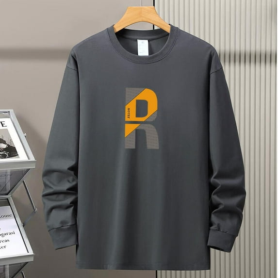 Men's 100% Cotton Heavyweight Letter Printed Long Sleeve T-shirt