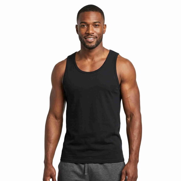 COUVER Men's Cotton Heavyweight Tank Top Black Small 1 Pack (1 Count)
