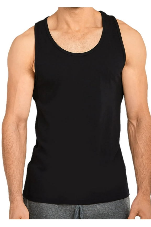 Men’s 100% Cotton Heavyweight Tank Top, Black S, 1 Pack