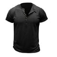 thumbnail image 1 of Men's 100 Cotton Henley Shirt Lightweight Tees Soft Short Sleeve T-Shirt Solid Summer Slim Fit Top Fashion Casual Black Medium, 1 of 1