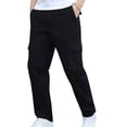 thumbnail image 1 of Men's 100% Cotton Hiking Tactical Pants Lightweight Stretch Cargo Work Pants with Multi Pocket Black, 1 of 5