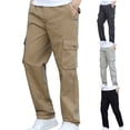 thumbnail image 1 of Men's 100% Cotton Hiking Tactical Pants Lightweight Stretch Cargo Work Pants with Multi Pocket Khaki, 1 of 6