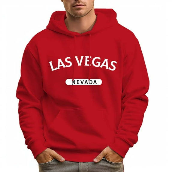 Men's 100% Cotton LAS VEGAS Hoodie 330g Thick Pocket Hood