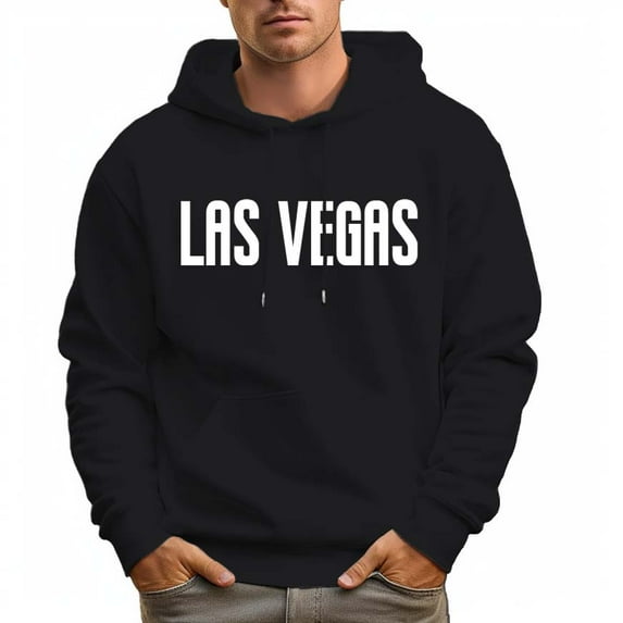 Men's 100% Cotton LAS VEGAS Hoodie 330g Thick Pocket Hood