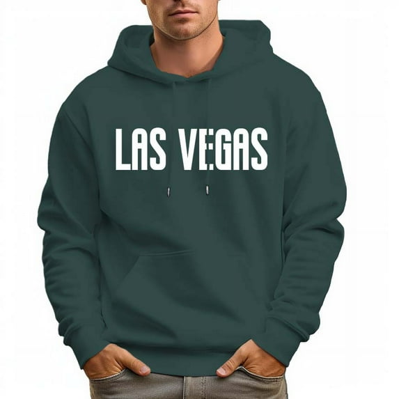 Men's 100% Cotton LAS VEGAS Hoodie 330g Thick Pocket Hood