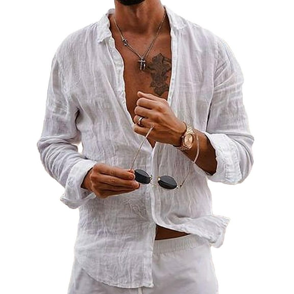 Men's 100% Cotton Linen - Style Shirt: Breathable, Casual Fit for Beach & Summer Outings
