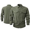 thumbnail image 1 of Men Long Sleeve Utility Button Down Shirts, Multi Chest Pocket Relaxed Fit Outdoor Work Tactical Shirts, 1 of 5