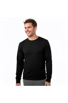 Men's Long Sleeve Crew Neck Ribbed Cuff Solid Tee/T-Shirt , Black M, 1 Pack