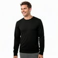 thumbnail image 1 of Men's Long Sleeve Crew Neck Ribbed Cuff Solid Tee/T-Shirt , Black S, 1 Pack, 1 of 6