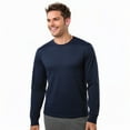 thumbnail image 1 of Men's Long Sleeve Crew Neck Ribbed Cuff Solid Tee/T-Shirt , Navy 2XL, 1 Pack, 1 of 6