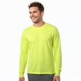 thumbnail image 1 of Men's Long Sleeve Crew Neck Ribbed Cuff Solid Tee/T-Shirt , Neon Green L, 1 Pack, 1 of 6